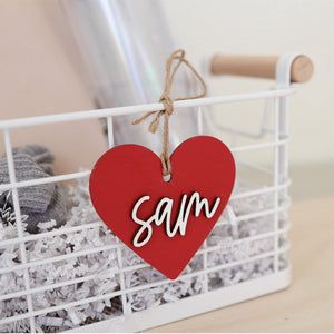 Personalized Brand Name Wooden heart tag,Gift tag,tag basket Tag for Valentine's Day