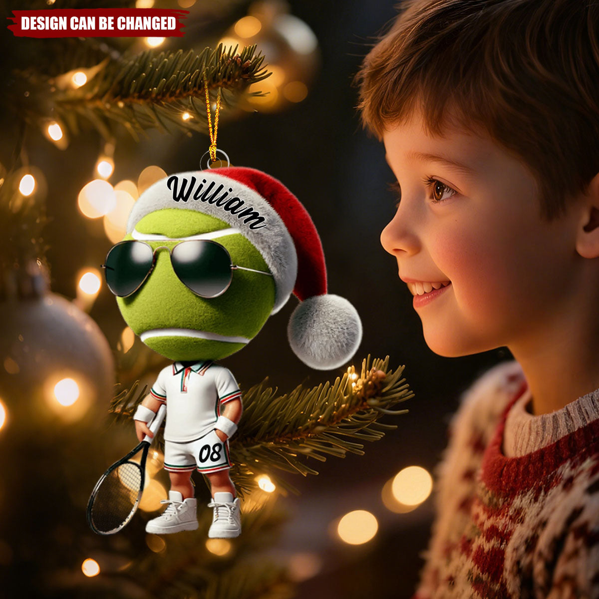 Cool Tennis Player Christmas Ornament, Personalized Acrylic  Ornament