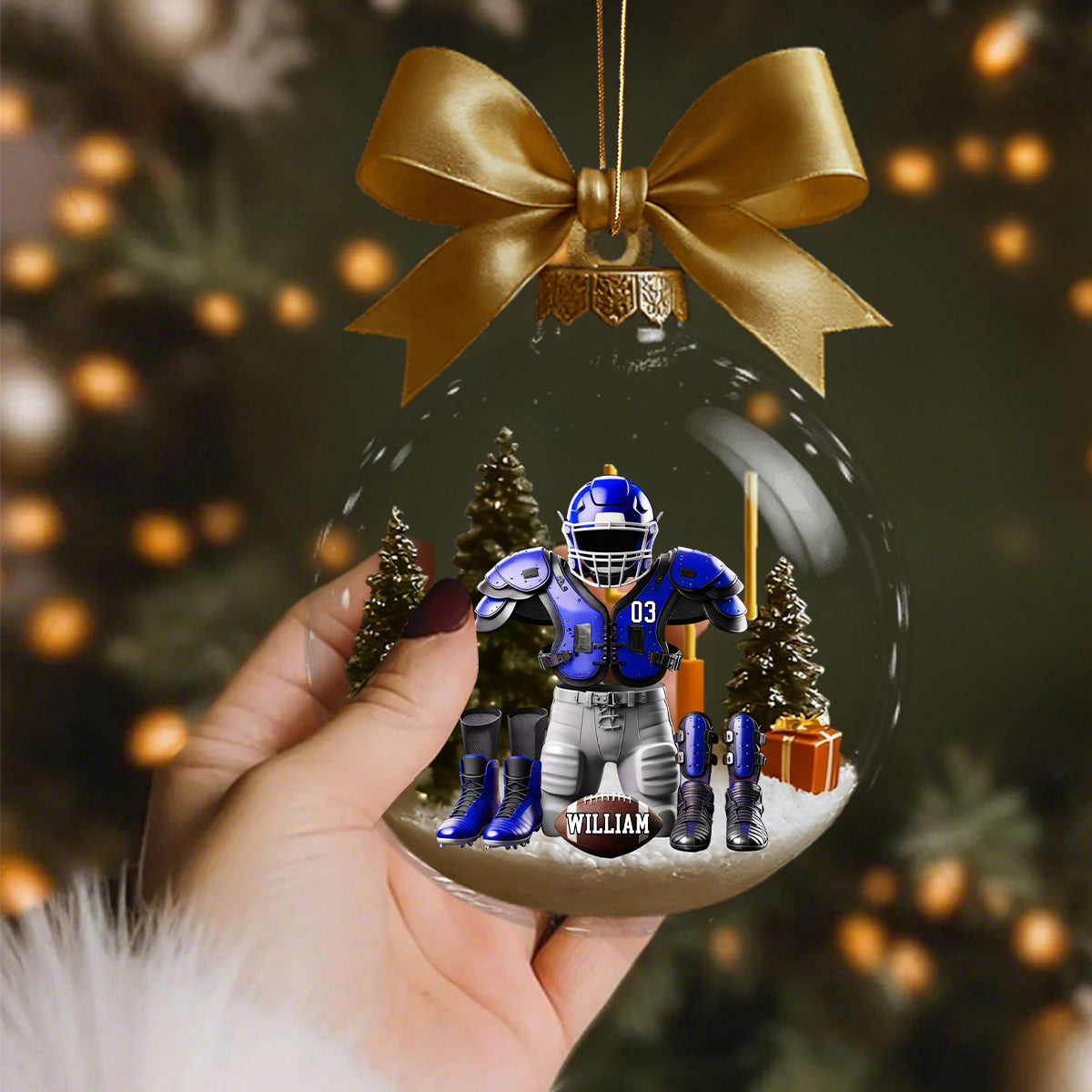 Personalized Custom Name Rugby Football Transparent Ornament