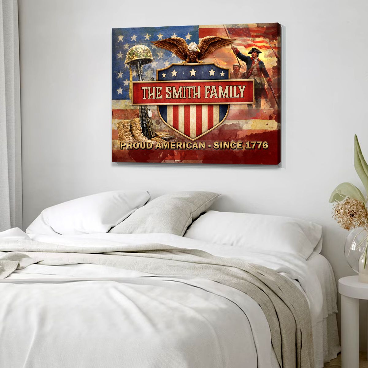 Personalized Proud American Family Name Canvas Poster Wall Art