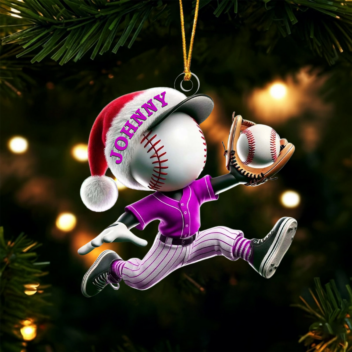 Baseball Catcher Christmas Ornament, Personalized Acrylic Ornament for Baseball Lover