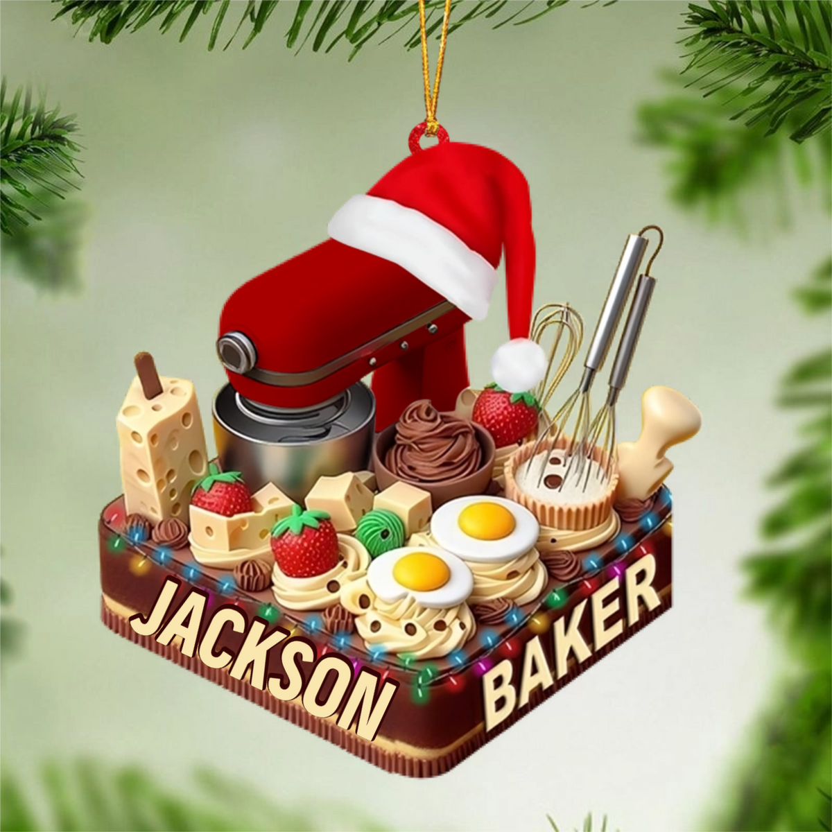 Making Cake Christmas Ornament, Personalized Acrylic Ornament