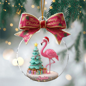 Merry Christmas - Flamingo Personalized Christmas Ornament