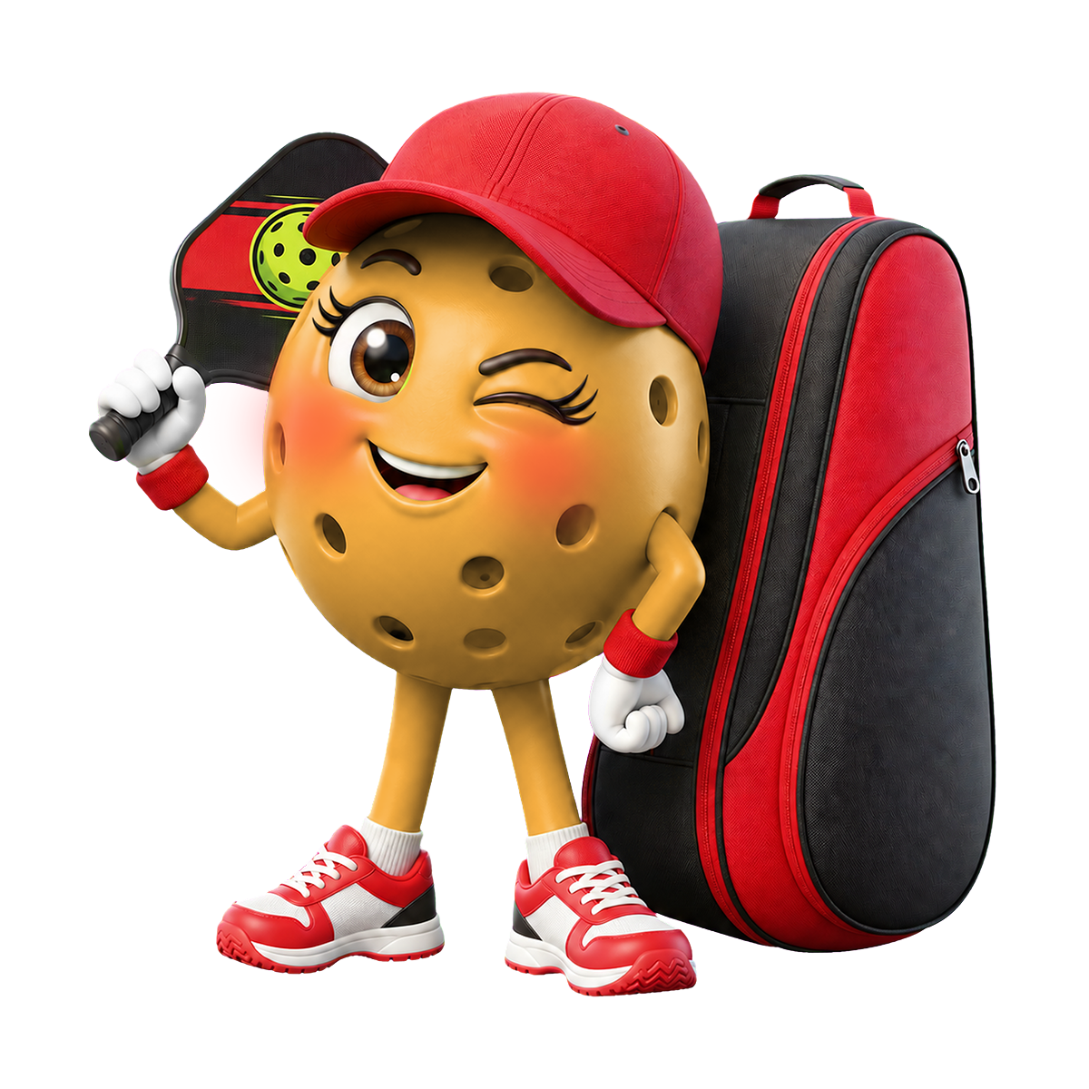 Cute Winking Pickleball Mascot Keychain - Personalized Gift for Male & Female Player