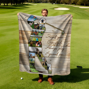 Personalized Golfer Photo Collage Blanket,Golf Coach Gift, Gift For Golf Lovers