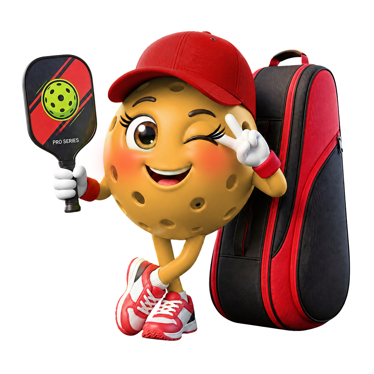 Peace Sign Pickleball Mascot Keychain - Personalized Gift for Male & Female Player