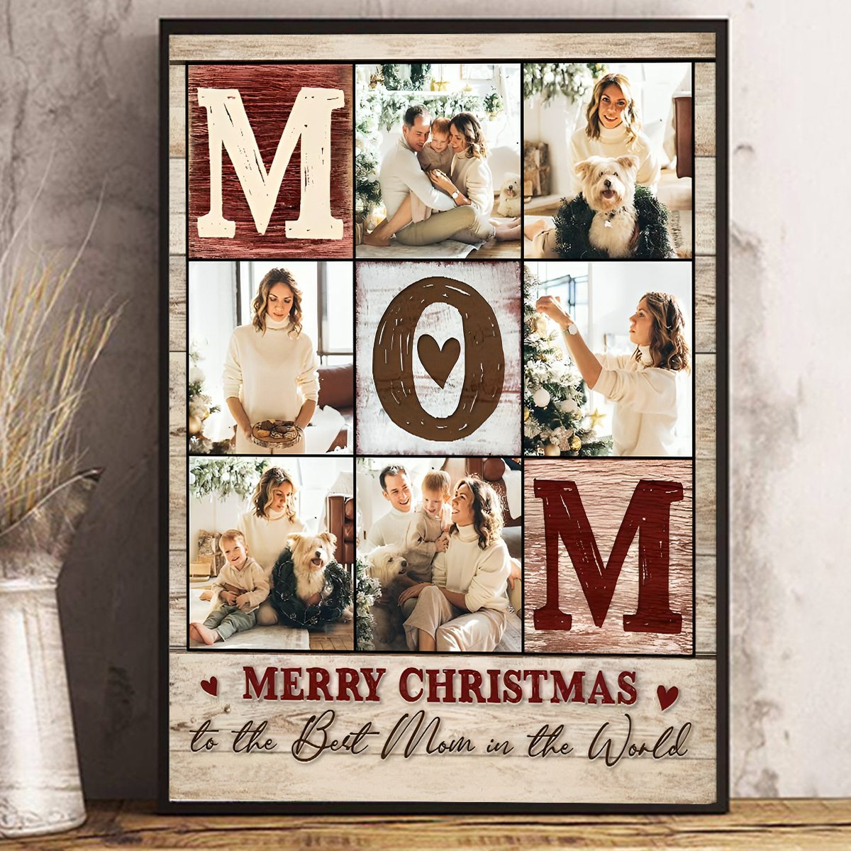Mom Custom Photo Collage Canvas Poster, Personalized Christmas Gift From Daughter To Mother