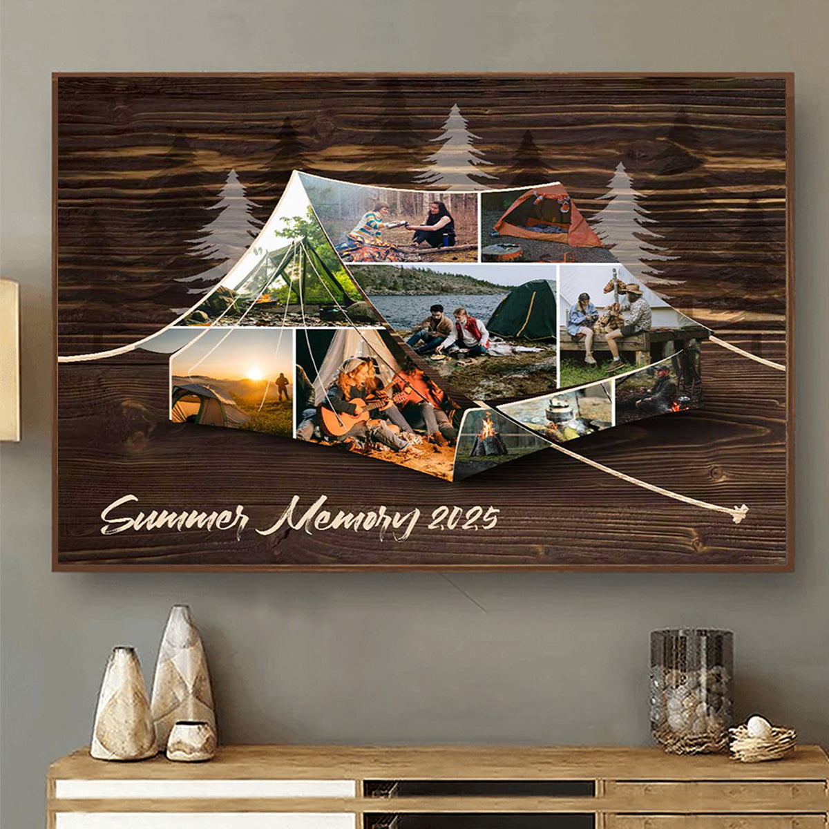 Personalized Tent Camping Photo Collage Canvas Family Camping Trip Gifts