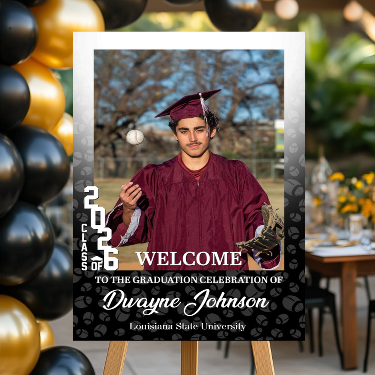 Custom Photo Graduation Welcome Sign - Personalized Sport Welcome Sign - Class Of 2026