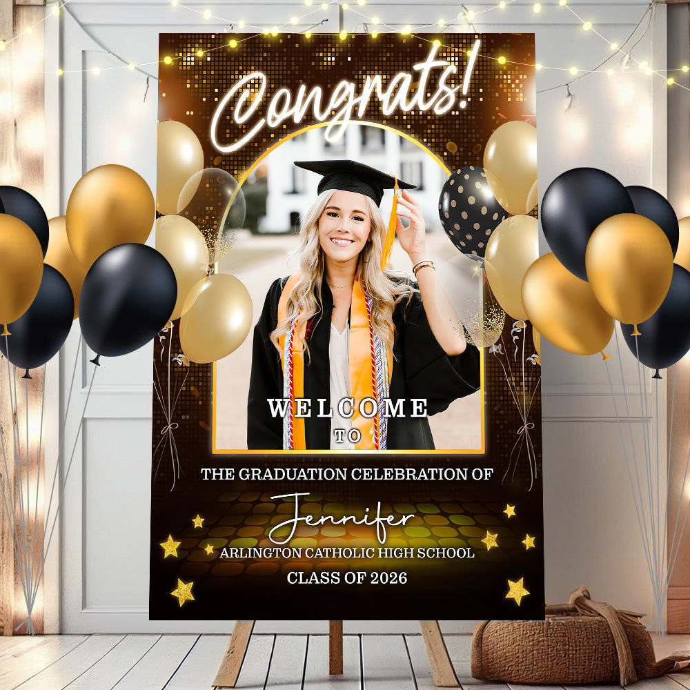 Personalized Graduation Welcome Sign Canvas - Custom Photo Graduation Gifts