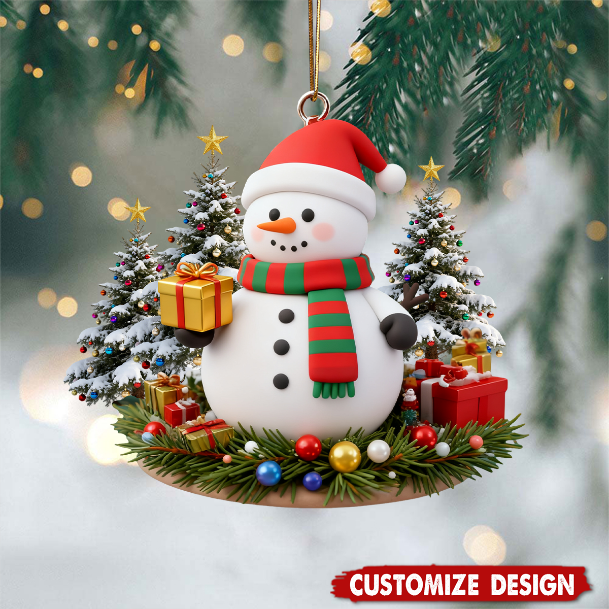 Snowman, Deer, Christmas Tree, Stockings, Snow House - Personalized Christmas Ornament Decorations Collection