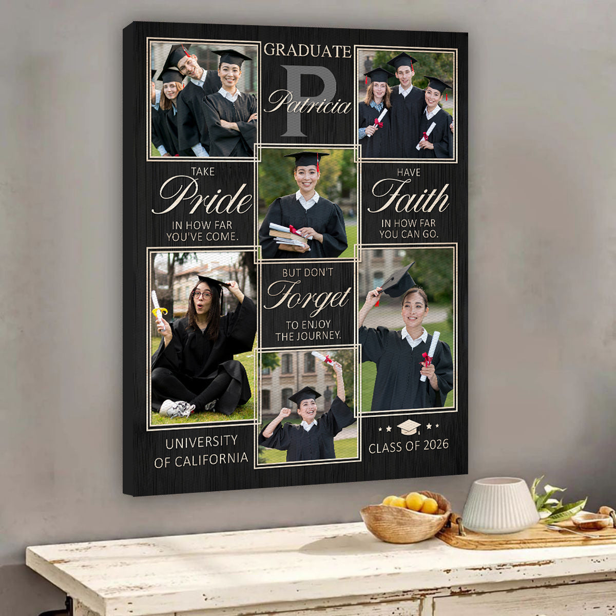Personalized Graduation Photo Canvas Poster, Custom Senior Photo Wall Art, Graduation Gift For Him Her