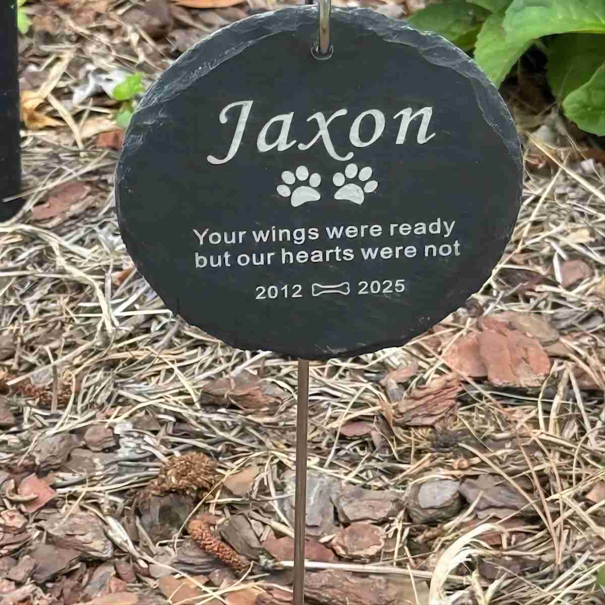 Personalized Engraved Pet Memorial Garden Stone Dog Loss with Hanging Stake
