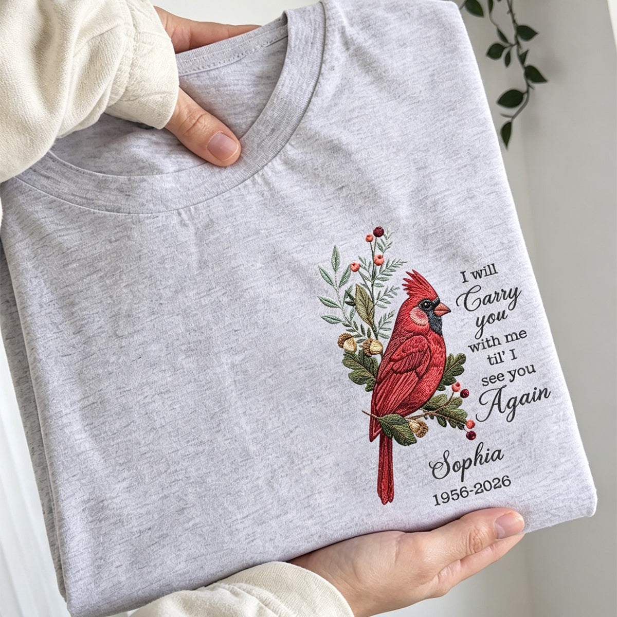 Sympathy Gift For Loss Of Loved One – Personalized Cardinal Memorial Shirt "Your Wings Were Ready, But Our Hearts Were Not"