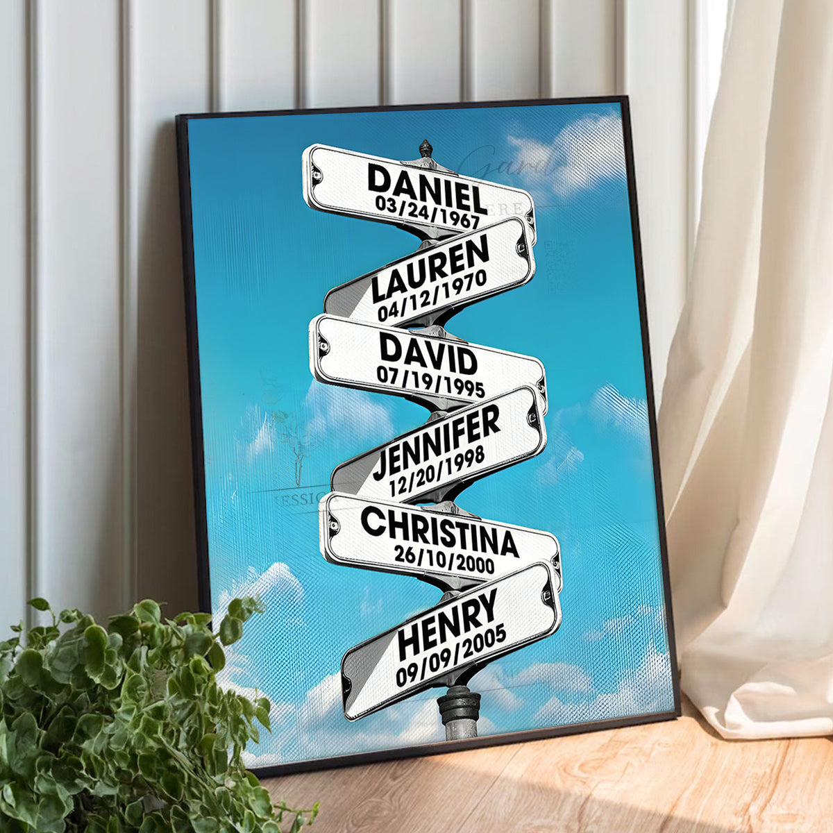 Father's Day Gift For Dad & Grandpa – Personalized Blended Family Names Street Sign Canvas Print