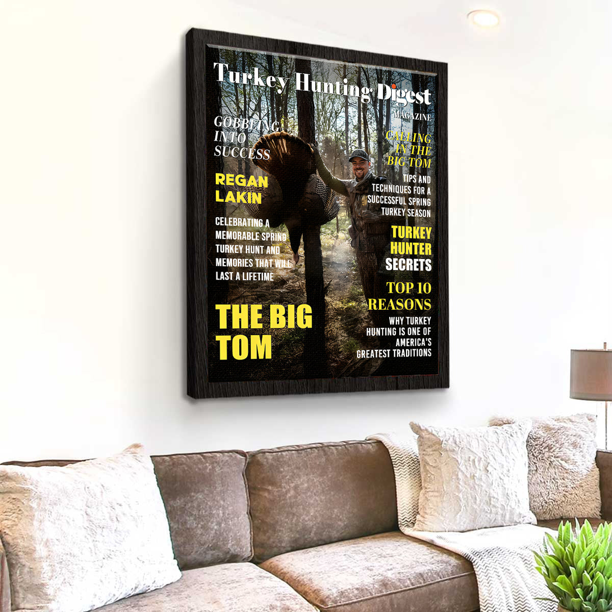 Turkey Hunting Digest Personalized Canvas, Custom Photo Turkey Hunter Magazine Cover