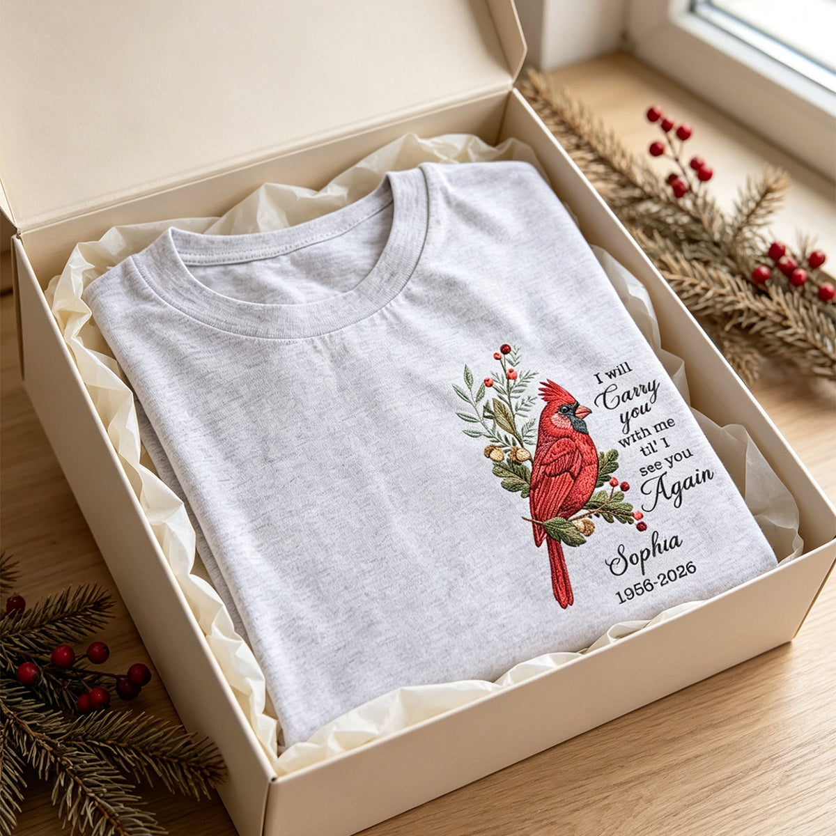 Sympathy Gift For Loss Of Loved One – Personalized Cardinal Memorial Shirt "Your Wings Were Ready, But Our Hearts Were Not"