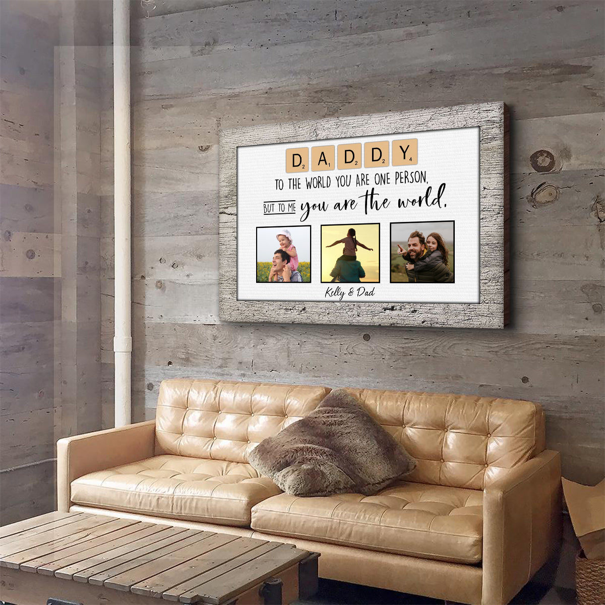 Daddy You Are The World Custom Photo Personalized Canvas Gift For Father's Day