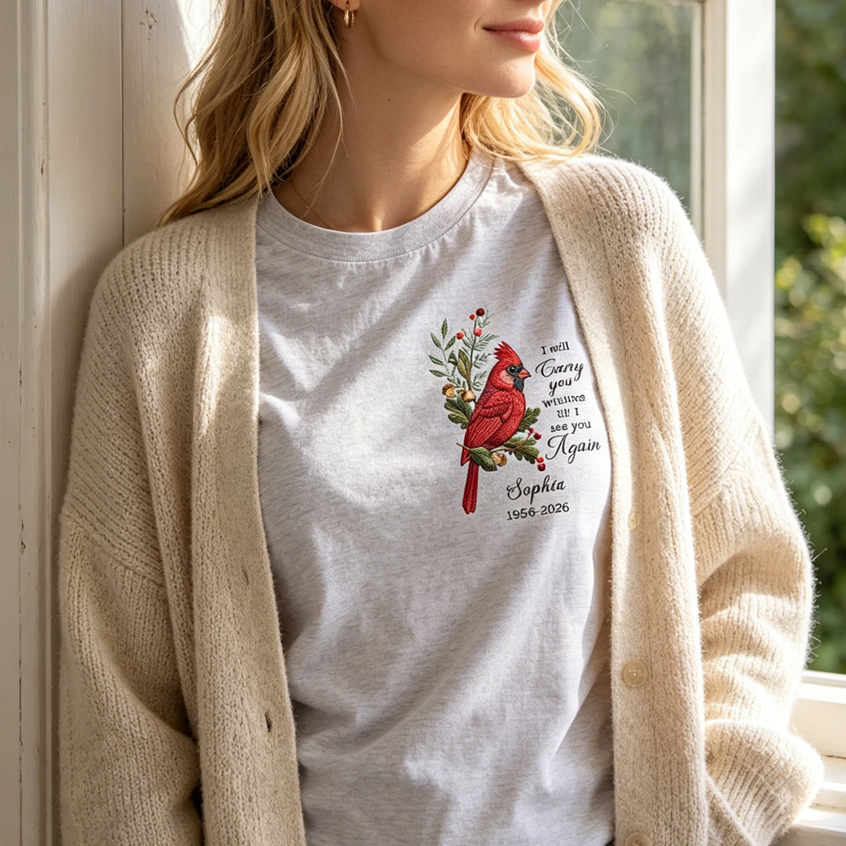 Sympathy Gift For Loss Of Loved One – Personalized Cardinal Memorial Shirt "Your Wings Were Ready, But Our Hearts Were Not"