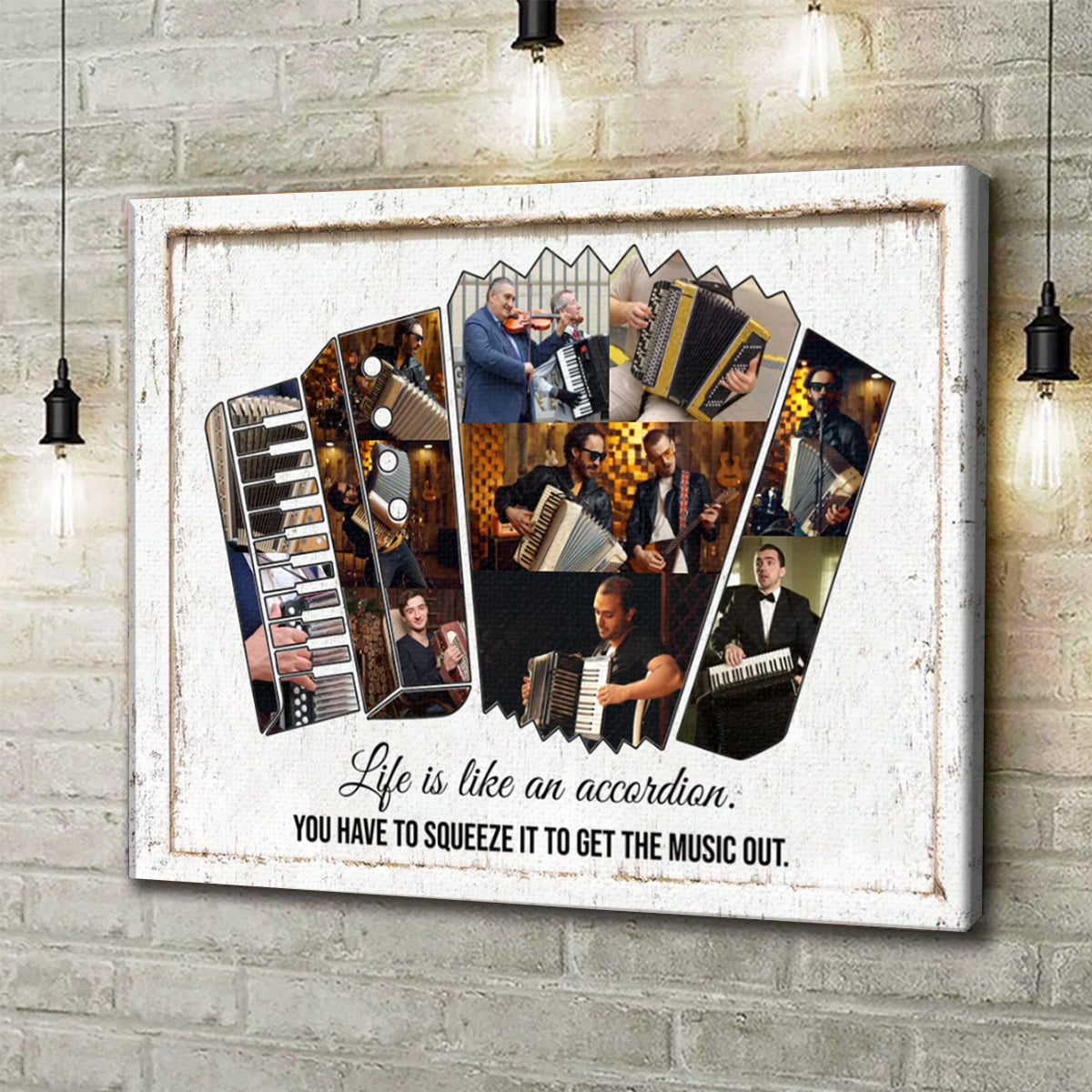 Accordion Player Gift,Personalized Accordion Music Photo Collage Canvas, Music Studio Decor Gifts for Accordionist