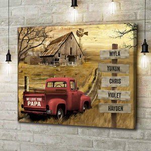 Personalized Vintage Truck Canvas Print – Custom Names | Unique Dad Gift