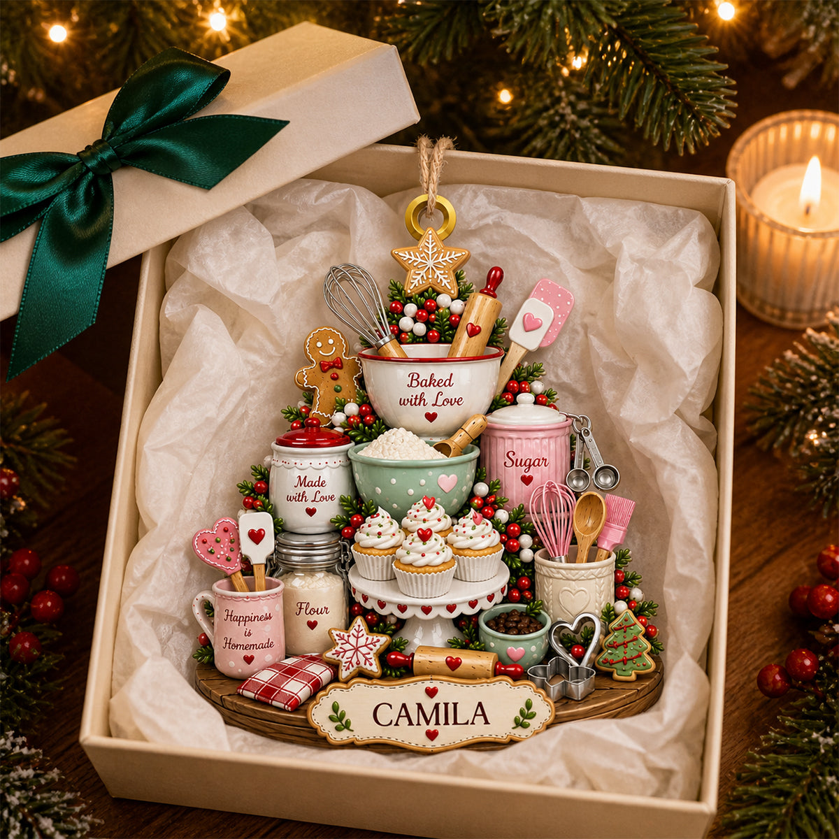 Baked With Love, Personalized Christmas Ornament, Gift For Baking Lovers