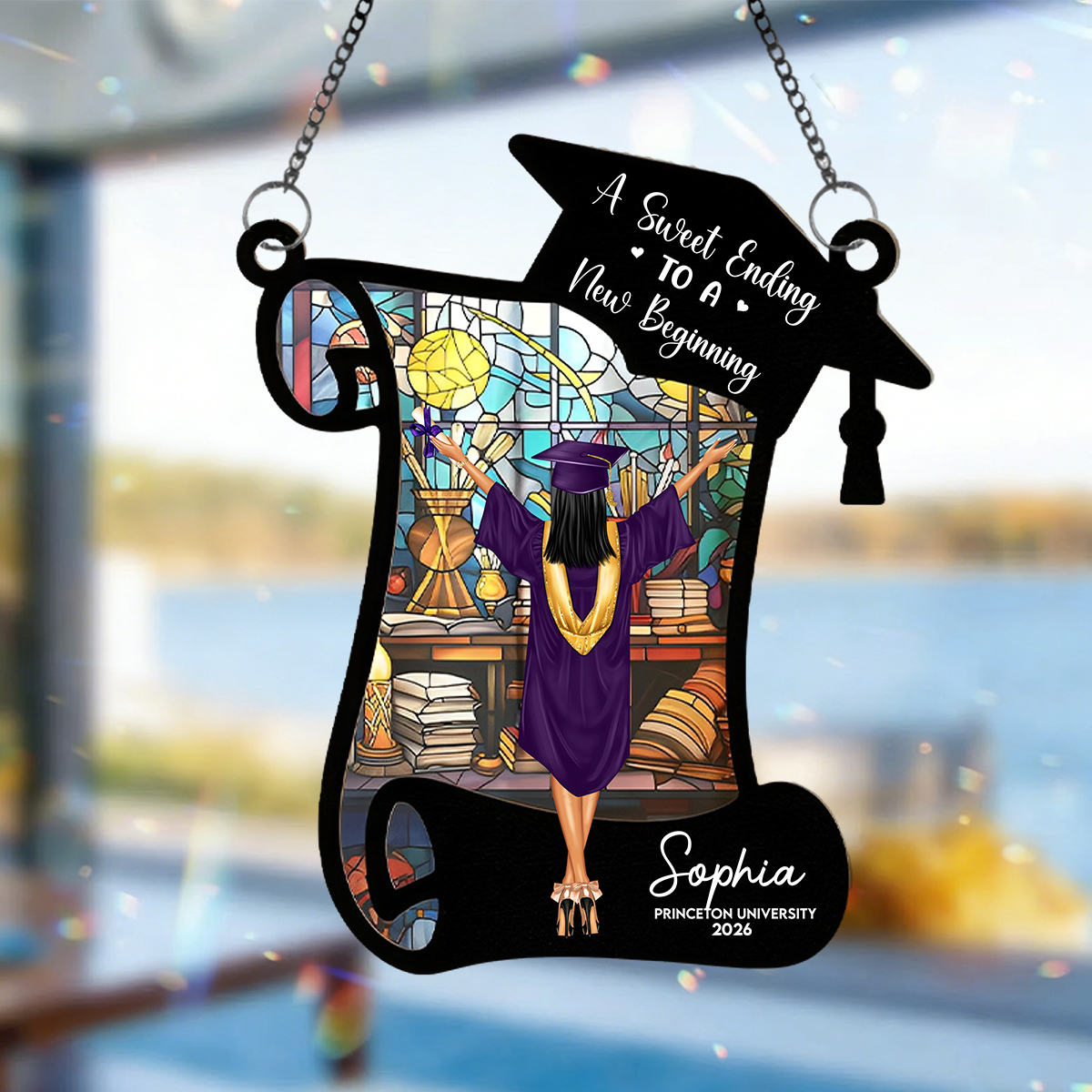She Believed She Could So She Did! - Personalized Custom Window Hanging Suncatcher Ornament