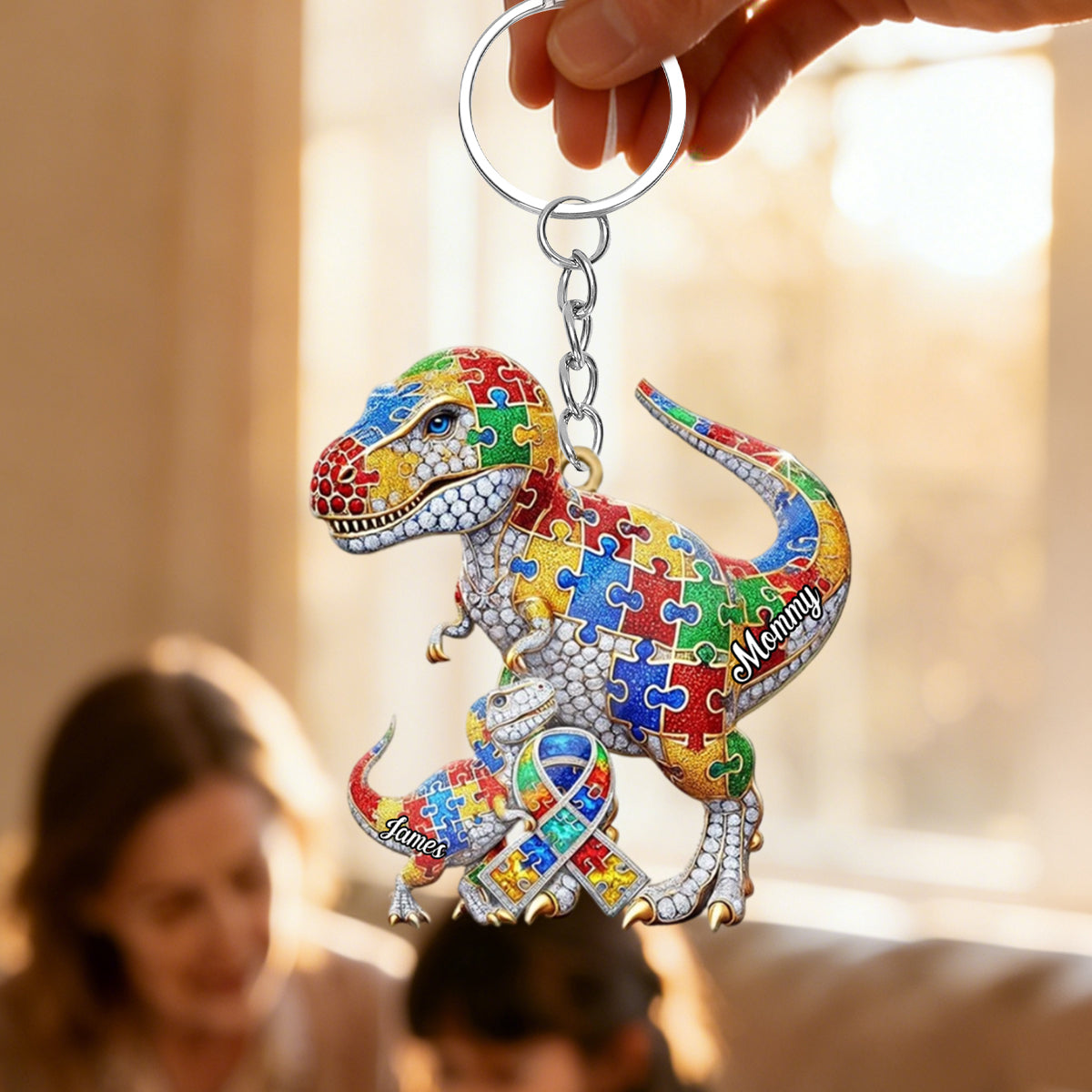 For the Strong Mama Who Shines Bright – Personalized Autism Awareness Keychain