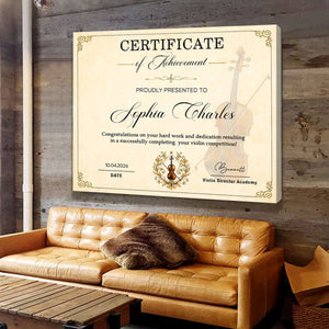 Personalized Violin Certificate Canvas – Custom Achievement Gift For Violin Lovers | Competition & Lesson Graduation Award