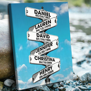 Father's Day Gift For Dad & Grandpa – Personalized Blended Family Names Street Sign Canvas Print