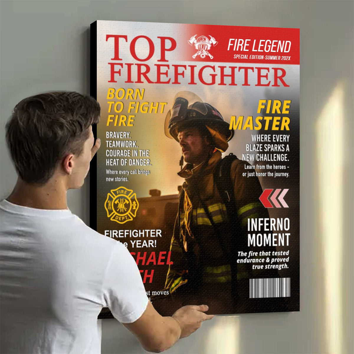 Personalized Firefighter Magazine Cover, Custom Firefighter Gift, Fireman Retirement Gift, Firefighter of the Year Award, Firefighter Appreciation Gift