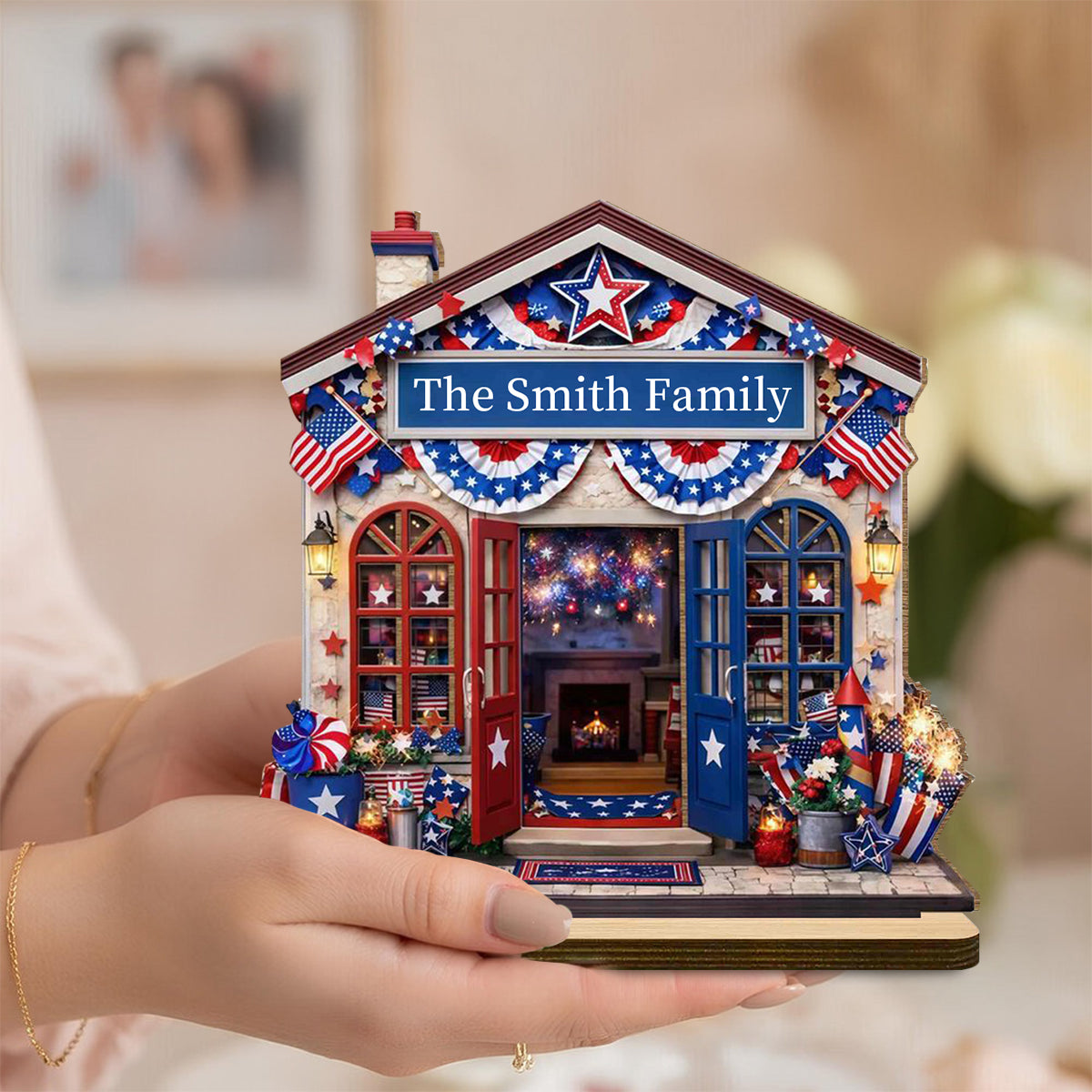 Our Family House, Personalized Wood Plaque, Gift For Patriots and Families