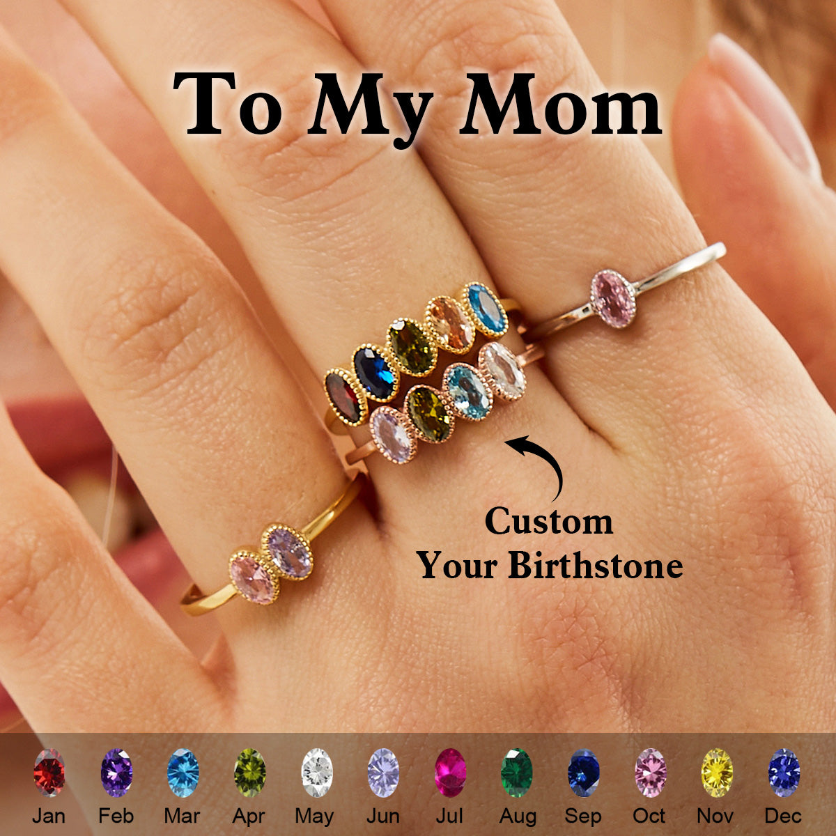 Handmade Jewelry Mom's Ring, Personalized Birthstone Ring