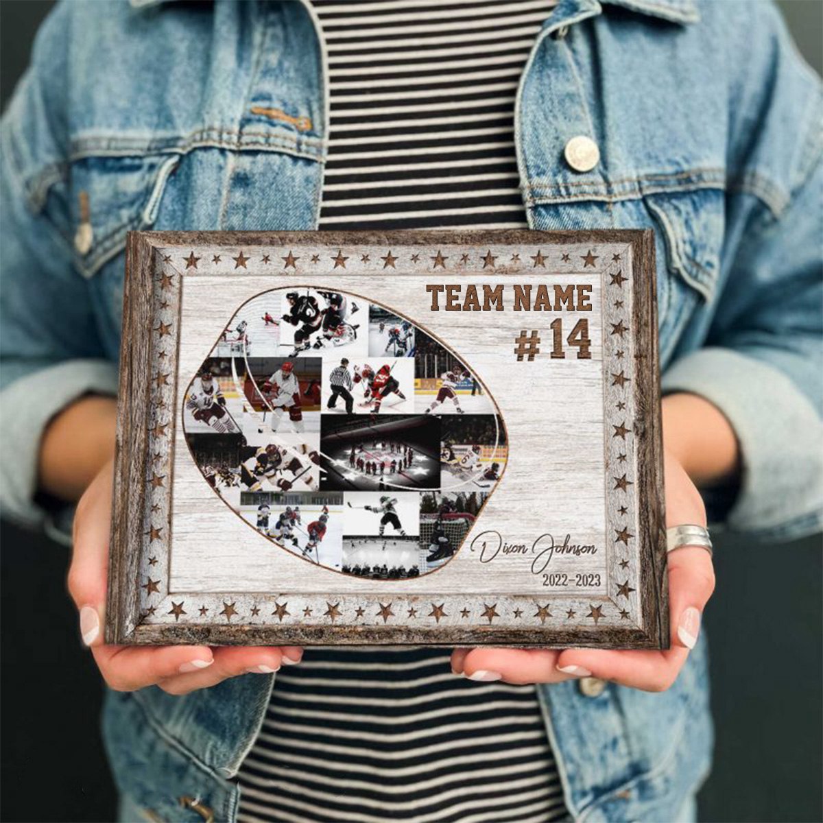 Hockey Team Photo Collage, Personalized Canvas/Poster, Ice Hockey Sports Gifts