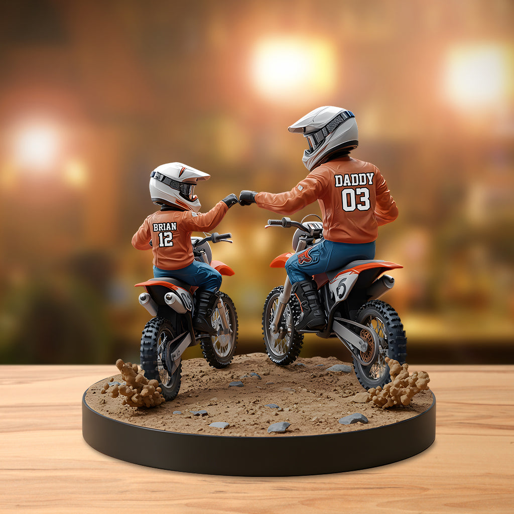Dad And Kid - Personalized Dirt Bike Shaped Acrylic Plaque