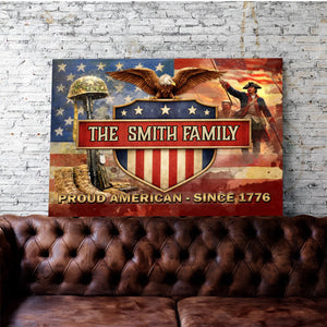 Personalized Proud American Family Name Canvas Poster Wall Art