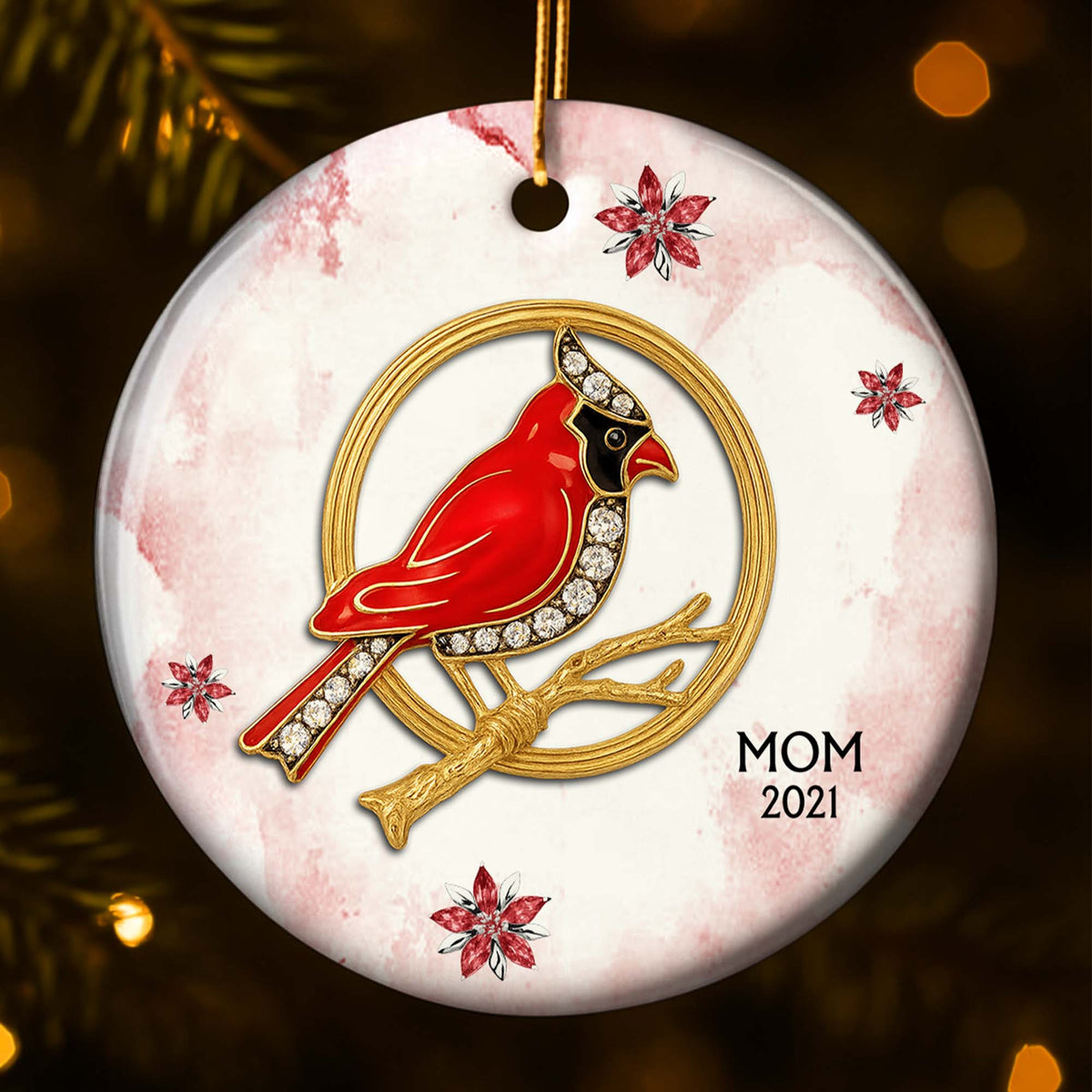 The Love And Memories With Birds And Flowers - Personalized Ceramic Ornament Gift For Family Members