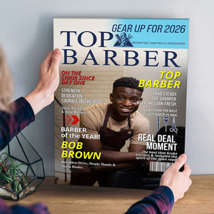 Personalized Barber Magazine Cover, Custom Barber Dad Gift, Barber Lover Gift