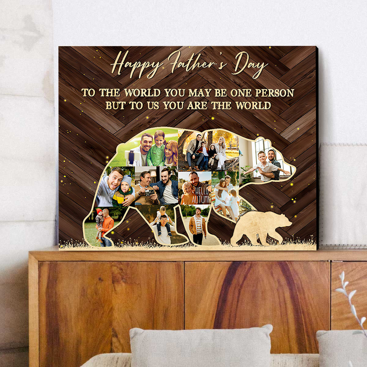 Personalized Bear Shape Photo Collage Canvas Poster | Father’s Day Gift For Dad,Gift for Husband