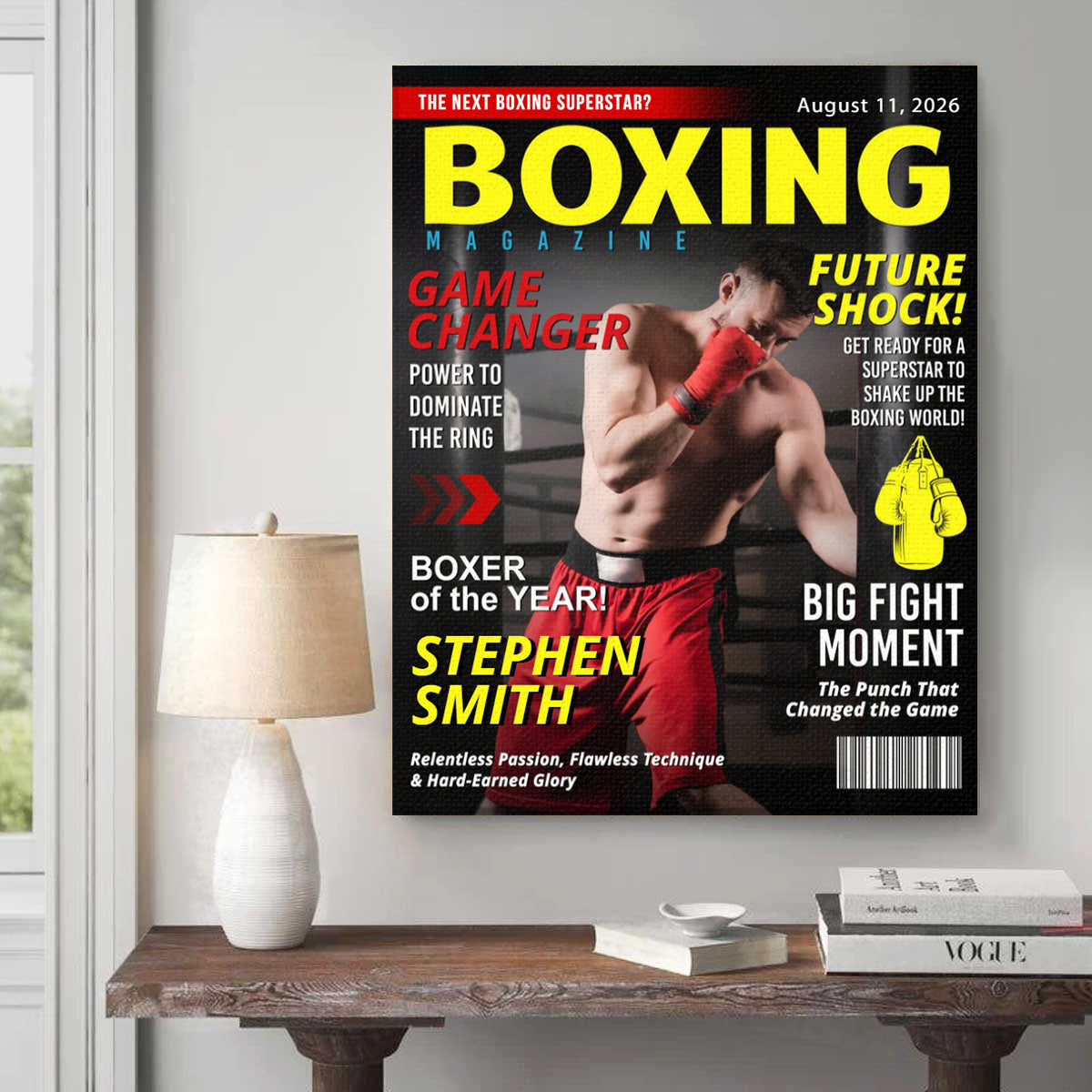 Personalized Boxing Gift For Men – Custom Magazine Cover Canvas For Boxing Lovers, Coaches & Retirement