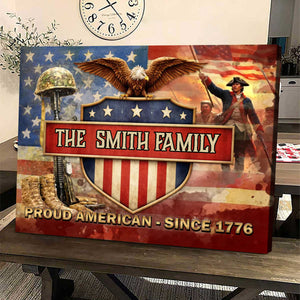 Personalized Proud American Family Name Canvas Poster Wall Art
