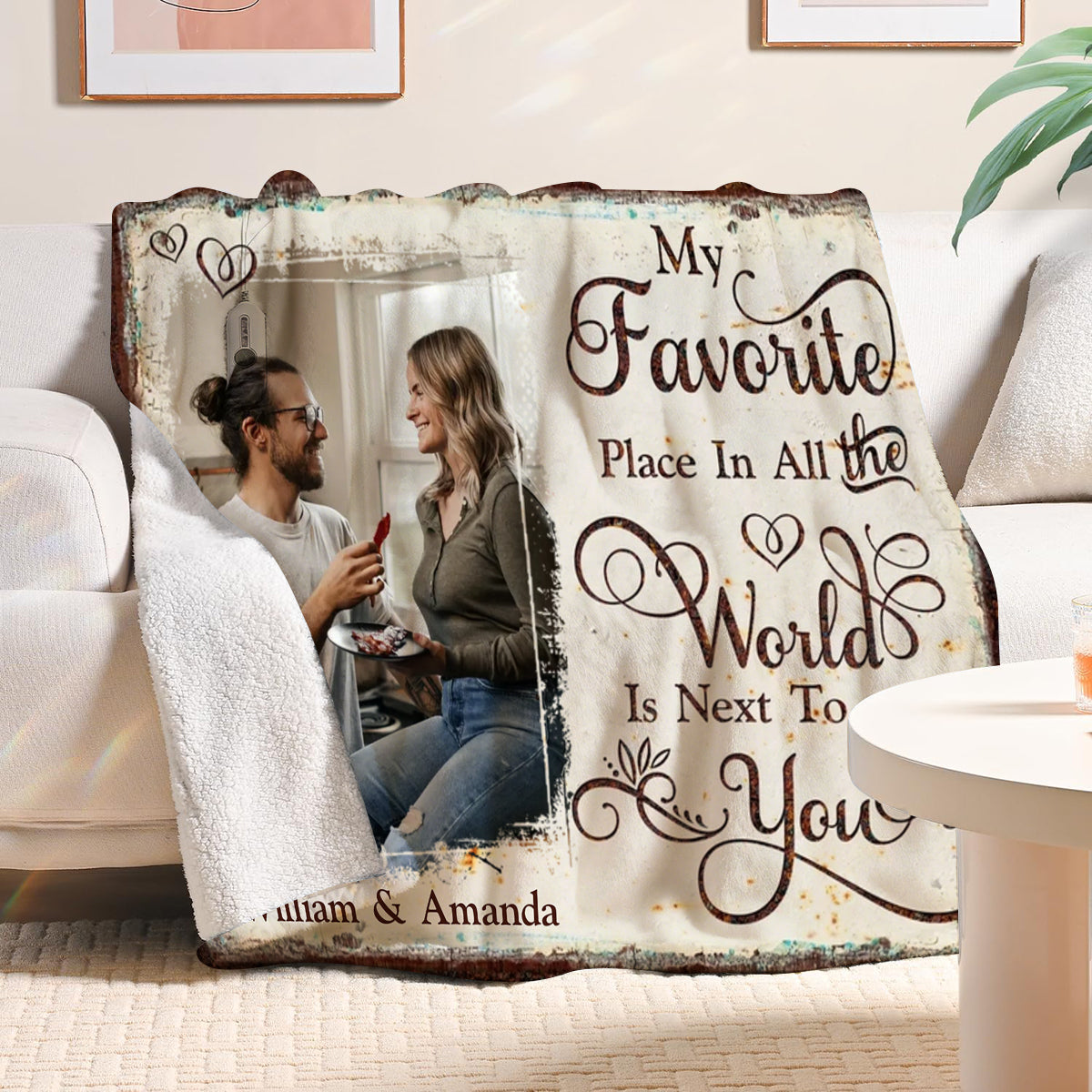 My Favorite Place In All The World Is Next To You Personalized Couple Blanket Gift For Boyfriend Girlfriend