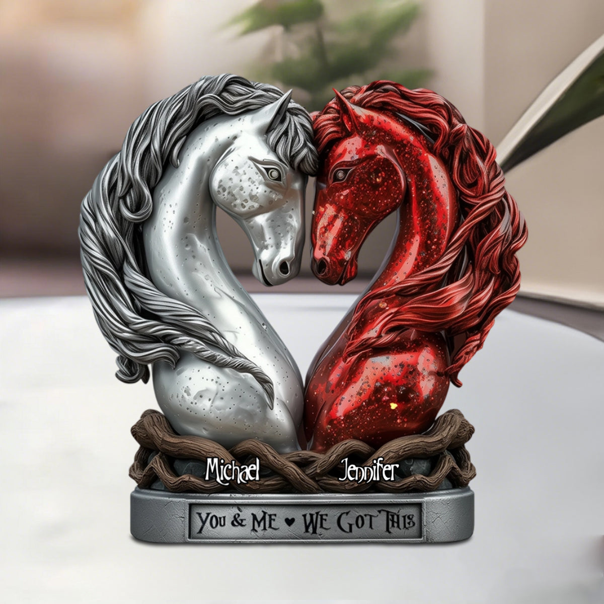 You & Me - Personalized Horse Shaped Acrylic Plaque