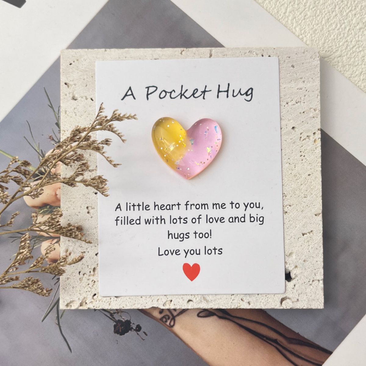 Pocket Hug Heart Token with Inspirational Greeting Card,Ideal Gift for Mother's Day