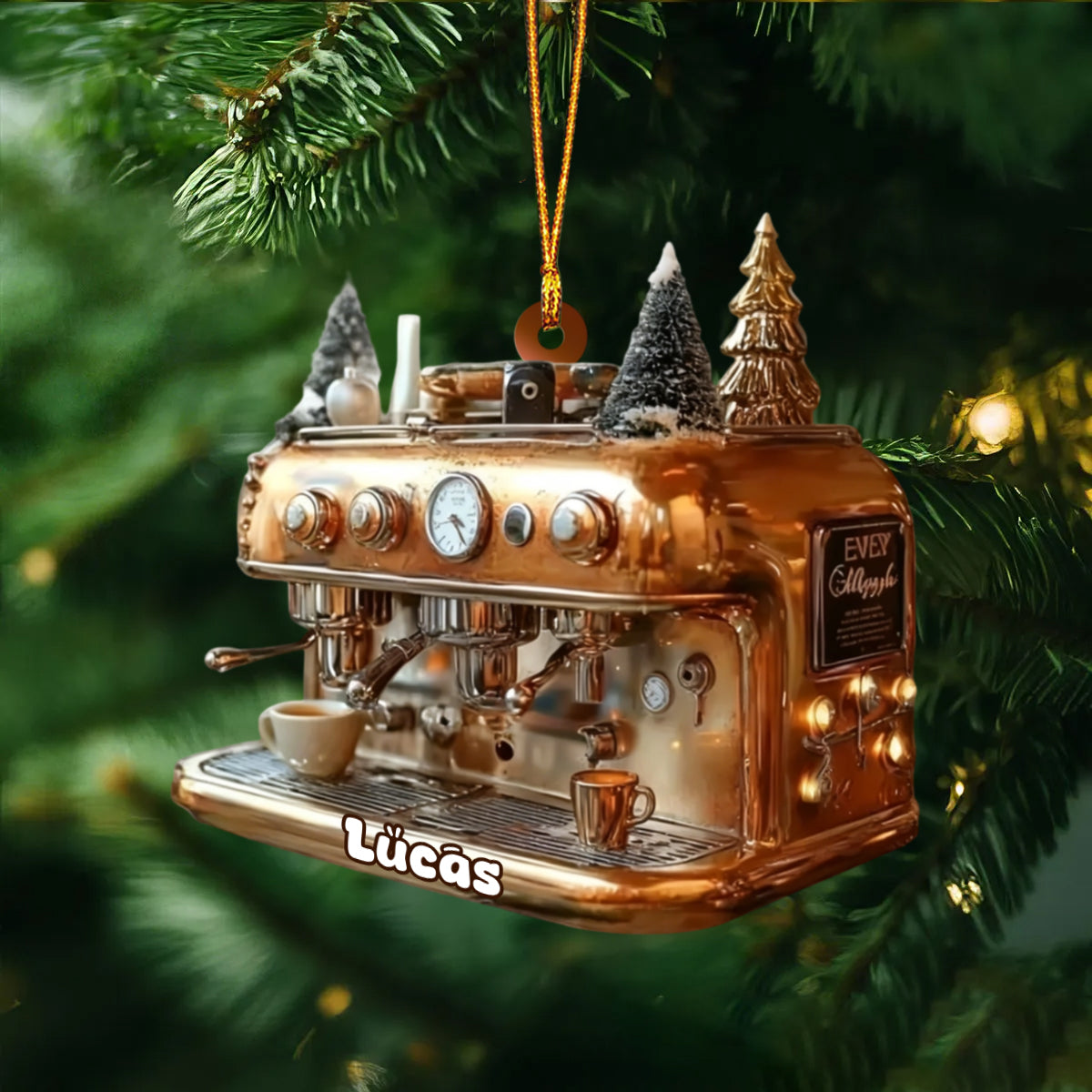 Vintage Coffee Maker Acrylic Ornament, Coffee Shop Decor, Barista Gift, Latte Lover Coffee Ornament