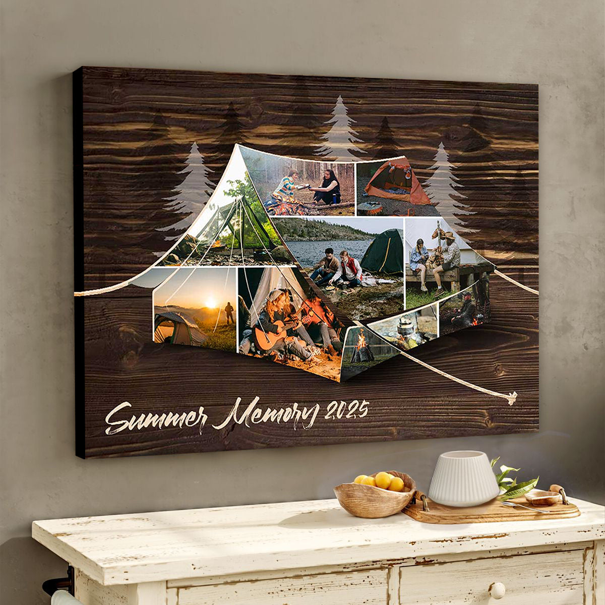 Personalized Tent Camping Photo Collage Canvas Family Camping Trip Gifts