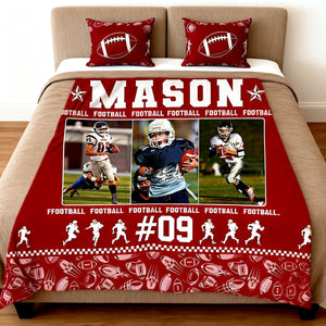 Personalized American Football Blanket – Custom Sports Blanket with Name & Photo, Football Player Gift