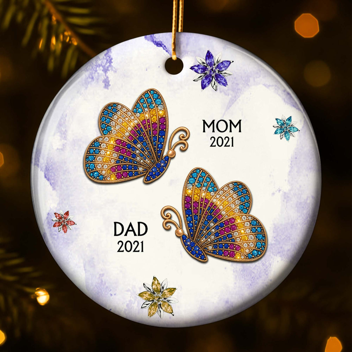 The Love And Memories With Birds And Flowers - Personalized Ceramic Ornament Gift For Family Members