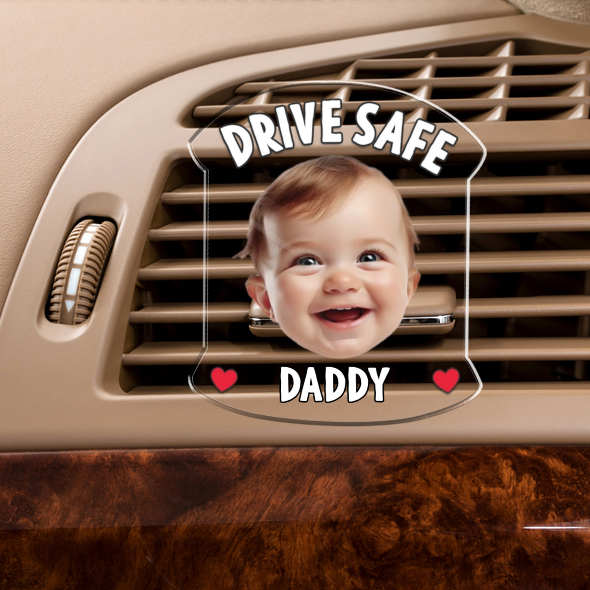 Drive Safe Daddy Photo Vent Clip - Personalized Safe Driving Gift