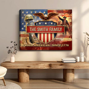Personalized Proud American Family Name Canvas Poster Wall Art